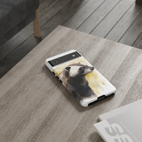 Badger on a Yellow Background - Impact Resistant Phone Case